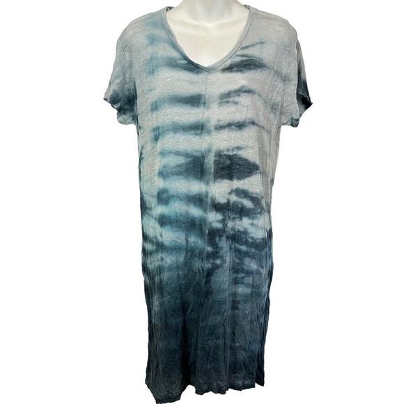 Pete & Greta Johnny Was Womens 100% Linen Tie Dye Short Sleeve Dress Boho sz XS - Picture 1 of 16